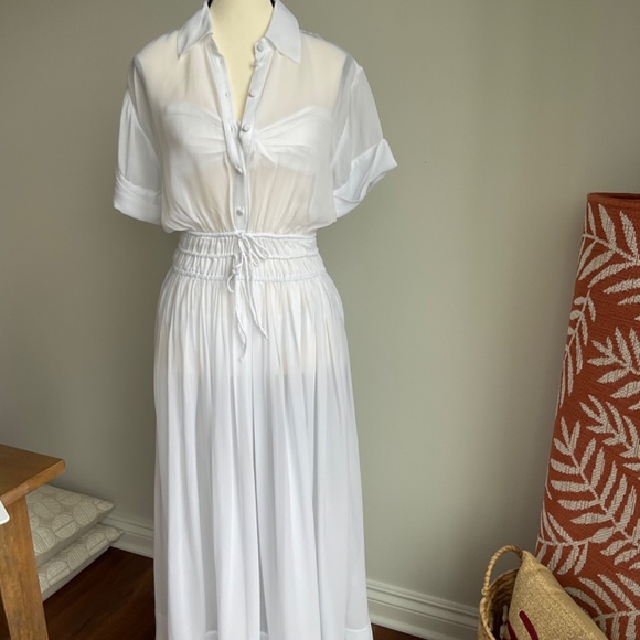 🏷️NWT *** with exception J.Crew Elena shirtdress in White chiffon SZ 2 - Picture 6 of 8